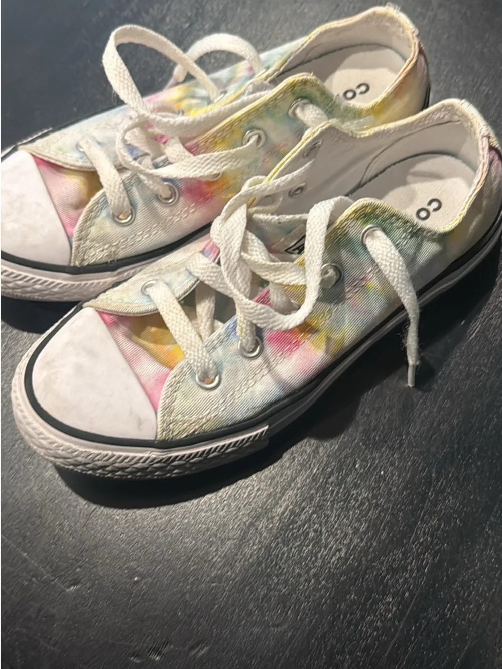 Converse Kids Low-Top Sneakers - White with Multicolor Tie-Dye